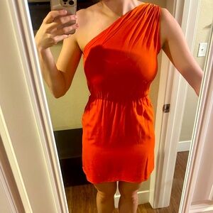 Alice + Olivia One Shoulder Orange Dress